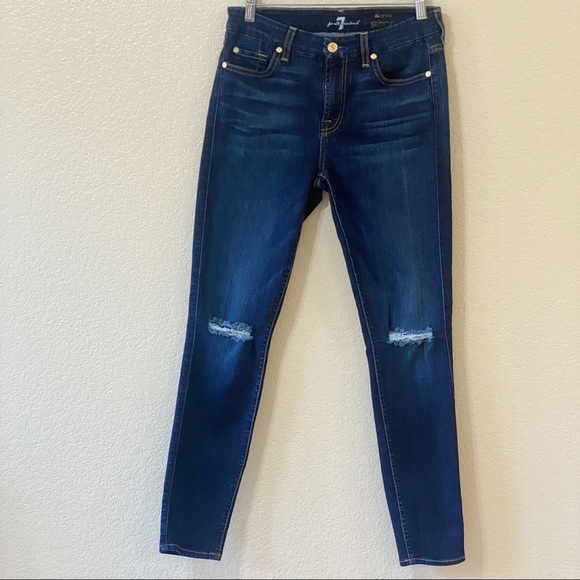 7 For All Mankind The Ankle Skinny Dark Wash‎ Jeans - Picture 1 of 11